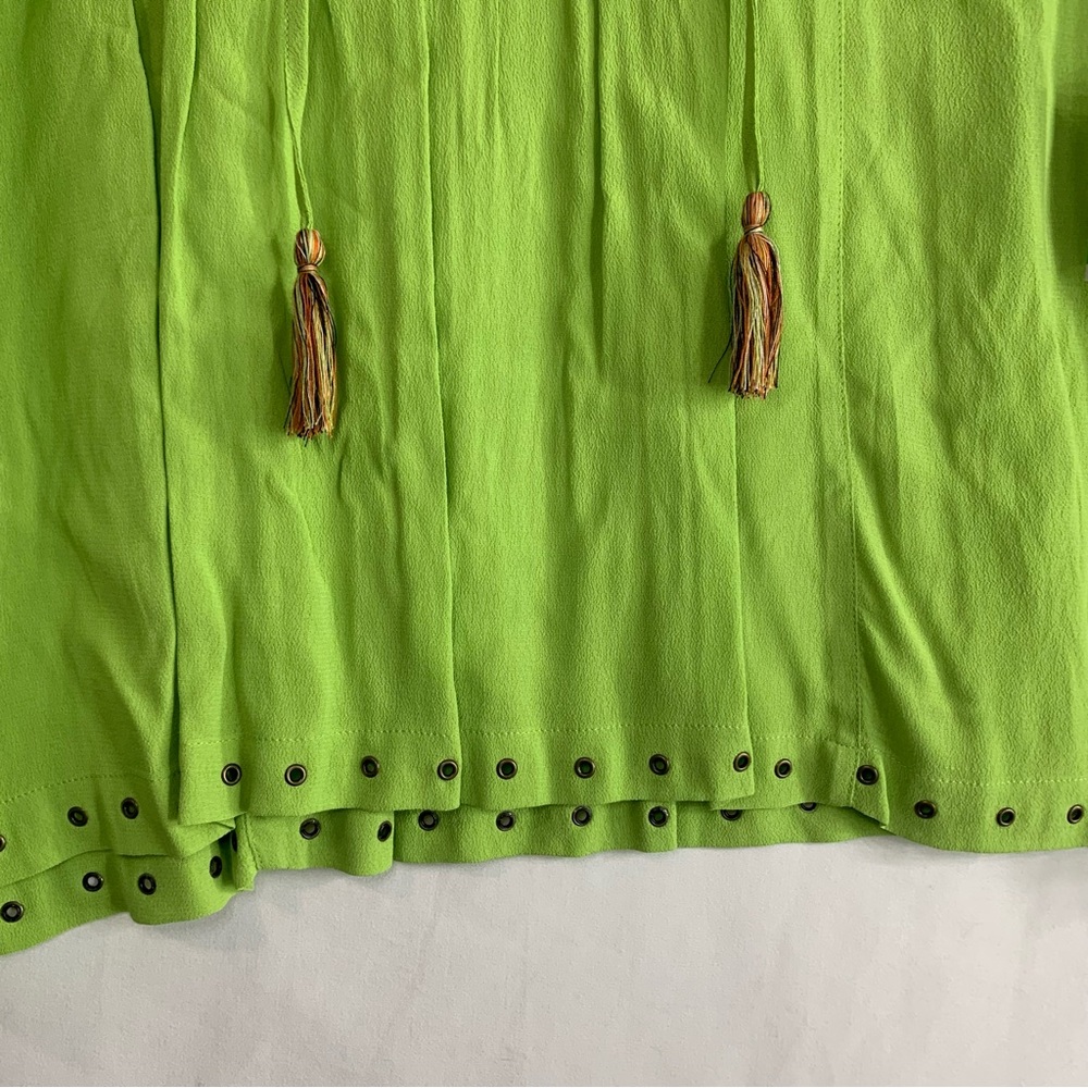 NWT John Mark Lime Green Embroidered Short Sleeve Boho Tunic Top, Size L - Picture 9 of 13